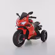 Moto Elétrica Infantil Super Moto 3 Rodas Vermelha com Som e Luz Frente e Ré