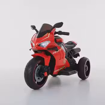 Moto Elétrica Infantil Super Moto 3 Rodas Vermelha com Som e Luz Frente e Ré