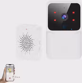 Campainha Com Câmera Wifi Sem Fio Casa Inteligente Tempo Real com App Interfone Com Áudio Premium FastJoy