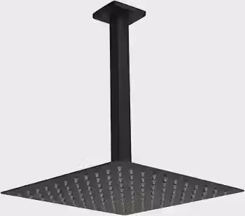 Ducha Teto Quadrada Preto Fosco 20x20 Inox 304 Braço 25cm Gás Solar