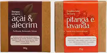 Kit Shampoo Açaí Fortificante e Condicionador Pitanga em Barra 100% Natural - Revitaliza, Nutrição e Brilho Capilar