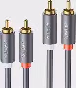 Cabo de Áudio 2Rca Macho/Macho 1 Metro Preto Conectores Banhado a Ouro Cabo Auxiliar Conexão Plug and Play MPOWER