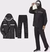 Capa de Chuva Motoqueiro Jaqueta e Calça Impermeável Refletiva com Capuz com Zíper e Botões Conjunto Ideal para Motociclistas Entregadores Masculino Feminino