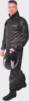Conjunto Capa de chuva Motoqueiro Tamanho M PVC 0,28mm Combate Com Gola Masculino Preto Pioneira - 2900-M-PRE-M