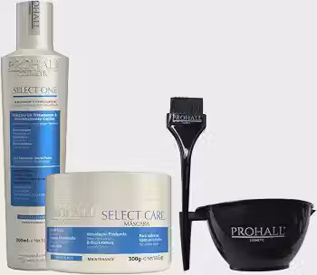 Kit Prohall Select One - Escova Progressiva Sem Formol para Liso Perfeito e Brilho Intenso - Alisamento Capilar 300ml + Máscara 300g