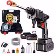 Lavadora Portátil Sem Fio 2 Baterias Bivolt Recarregável, Lava Jato Moderado Sistema Sucção Inteligente Maleta 5m Mangueira Kit Completo Limpeza Carro Moto Casa Jardim Calçada