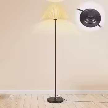 Luminária Piso Cúpula Cônica Abajur, Luminária de Chão, Abajur Chão com Poste de Luz de Metal Preto, luminária de chão Moderna com Lâmpada de 3 Temperaturas de Cor de 36V