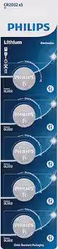 Bateria Philips do tipo moeda CR2032 3V lítio com pack 5 unidades CR2032P5B/59