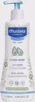 Mustela Hydra Bebê 500ml - Hidratante Infantil Corpo e Rosto - Feito com 97% de Ingredientes de Origem Natural e Hipoalergênico - Seguro Desde o Nascimento
