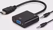 Cabo Adaptador Hdmi Para Vga 1080p Full Hd Com Cabo Áudio P2 20cm Plug Play Sem Driver Compatível Notebook Pc Desktop Xbox Projetor Monitor Tv Tela Vga
