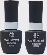 Esmalte Ana Hickmann Kit 2 Unidades - Top Coat Verniz Efeito Gel Profissional 9ml - Secagem Rápida, Longa Duração 7 Dias