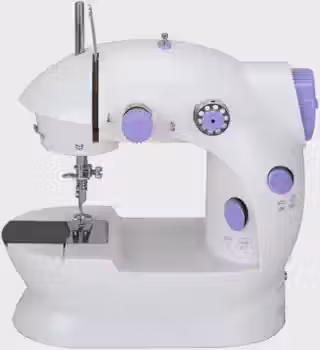 Mini Máquina de Costura Elétrica Portátil Doméstica Bivolt com Pedal, Luz, Bobinas e Acessórios, Ideal para Iniciantes, Reparos, Ajustes em Roupas Tecidos Artesanato e Costura Criativa, 2 velocidades