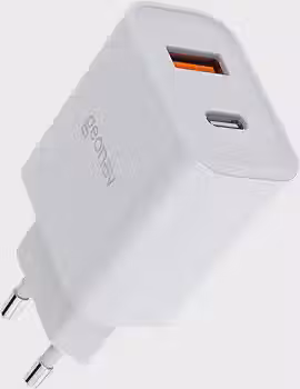 Geonav Carregador Universal Ultra Rápido Duo, 1 X USB-C Power Delivery 20W, 1 X USB Quick Charge 18W, CH20PDQC, Branco