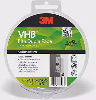 3M Fita Dupla-face VHB 4910 Uso Interno 12 mm x 5 m