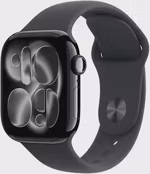 Apple Watch Series 11 GPS, Caixa em alumínio preto brilhante de 42 mm com Bracelete desportiva preta - P/M