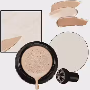 Base para pele madura – Base de almofada de ar CC de tom quente, cobertura total, creme BB de longa duração com aplicador de cogumelos, acabamento radiante natural