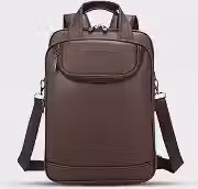 Mochila Couro Reforçada Executiva Grande Mochila para Notebook Trabalho Viagem Escola com Cabo de Aço Impermeável (Marrom)