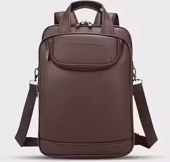 Mochila Couro Reforçada Executiva Grande Mochila para Notebook Trabalho Viagem Escola com Cabo de Aço Impermeável (Marrom)