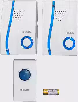 Campainha Sem Fio Residencial 100m com 2 Campainhas, 32 Toques, Receptor Bivolt e Botão Remoto com Bateria 23A 12V