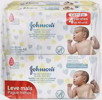 Lenços Umedecidos Johnson's Baby Recém-Nascido, 192 Unidades