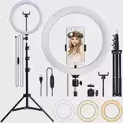 Inland Sounds Ring Light 10 Pol 26cm Tripé 2,1 metros Profissional Anel de Led três tonalidades de luz