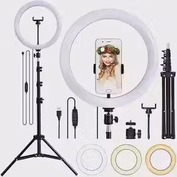 Inland Sounds Ring Light 10 Pol 26cm Tripé 2,1 metros Profissional Anel de Led três tonalidades de luz