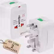 Kit 2 Adaptadores Tomada Universal Padrão Internacional Adaptador Mais de 150 Países Para Viagem Bivolt EUA UK JP AU EU Premium