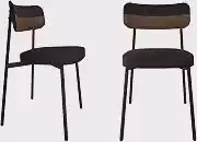 Metalig 2 Cadeiras Alloa Fixa C/4 Pés 50 X 44,7 X 83,8 cm - Contemporâneo com Toques Retrô - Aço, Tecido - Preto