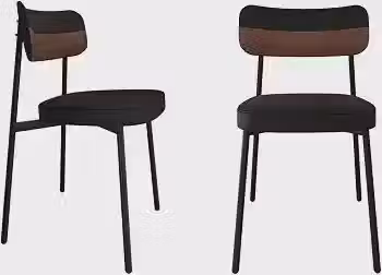 Metalig 2 Cadeiras Alloa Fixa C/4 Pés 50 X 44,7 X 83,8 cm - Contemporâneo com Toques Retrô - Aço, Tecido - Preto