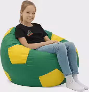 Puff Bola Futebol Gigante 90cm Corino Infantil Confortável Sala Quarto Festa Leve(Verde e Amarelo)