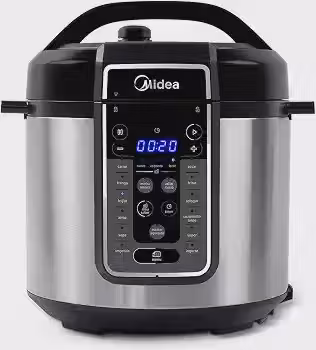 Midea Panela de Pressão Elétrica 6L com 12 receitas pré-programadas, 3 níveis de pressão e display digital, silenciosa e segura com 10 recursos de segurança, 220V