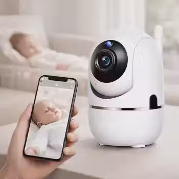 Câmera Smart Segurança Baba Eletrônica Ip WiFi Giratória Panorâmica Visão Noturna Detecção Movimento Microfone Antena Full HD Vigilância Ambiente Interno Externos Monitoramento Inteligente Bebês Pets