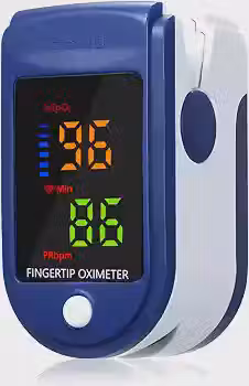 Oxímetro Digital de Dedo, Monitor de Saturação de Oxigênio SpO2 e Frequência Cardíaca BPM, Display LED, Silicone Hipoalergênico, Desligamento Automático, Azul e Branco – Leve, Rápido e Fácil de Usar