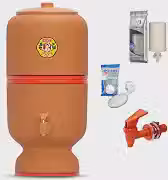 Filtro de Barro São João Stéfani 4 Litros – Kit Completo com Vela Tripla Ação + Boia Anti-Transbordo + Torneira Clic Marrom | Filtragem por Gravidade - Original
