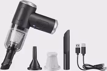 Aspirador Portátil Sem Fio para Carro e Casa – Mini Aspirador Automotivo Recarregável USB com Forte Sucção, de Mão Compacto com Bicos para Cantos, Teclado e Estofados