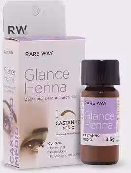 Henna Glance para sobrancelhas Rare Way 3,5g (Castanho Médio)