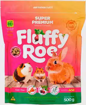 Ração para Coelho, Hamster, Porquinho Da Índia - Fluffy Roe EXTRUSADO PREMIUM - 500 g