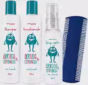 Kit Mata Piolho e Lêndeas,Arruda e Citronela Shampoo, Condicionador, Spray Abelha Rainha e Pente fino