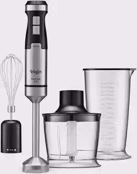 Elgin Mixer Power Inox 3 em 1, 1000W, Aço Inox, com Processador e Batedor de Claras, Velocidade Variável e Função Turbo
