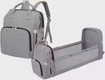 Mochila Maternidade 3 em 1 com Berço Portátil, Impermeável, Compartimento Térmico, 14 Bolsos e Trocador