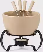 Aparelho de Fondue para Chocolate em Cerâmica 3 Peças D12,6Xa12,6Cm Bege Fracalanza - Full Fit