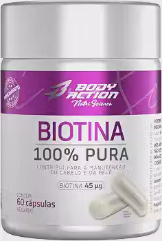 Biotina 100% Pura 60 Cápsulas Bodyaction