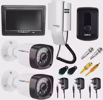 Kit Porteiro Intelbras IPR8010 com 02 Câmeras Infravermelho e Tela Monitor 7' LCD Colorido