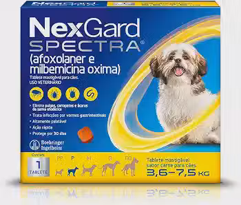 NexGard Spectra Antipulgas e Vermífugo para Cães de 3,6 a 7,5 kg – 1 Tablete