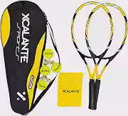 Kit Completo 2 Raquetes de Tênis de Quadra com Capa Protetora e 4 Bolinhas