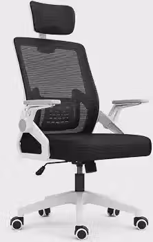 Cadeira Home Office Ergonômica Reclinável Vmstark com Apoio de Cabeça Ajustável Giratória Tela Mesh Respirável Preta e Branca Suporta até 200kg