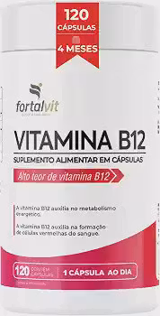 Vitamina B12 Ativa (metilcobalamina) Longa Duração: 4 Meses de Uso, 120 Cápsulas,Fortalvit