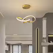 EKROTOK Lustre Pendente 28CM, Lustre de Alumínio 28W com Luz de 3 Cores, Luminária De Teto com Abajur de Silicone (110-220V)