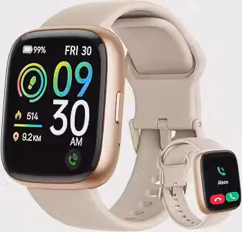 Bettdow SmartWatch Feminino 1.83' Full Touch, Assistente de voz Alexa, IP68 à Prova d'Água, Ligações Bluetooth, 100+ Modos Esportivos, Notificações Inteligentes, Compatível com iOS/Android (Ouro rosê)