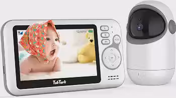 TakTark Babá Eletrônica, 4.3' Monitor de Bebê Sem WiFi com Câmera e Áudio – Remoto Zoom, Visão Noturna, Sensor de Temperatura, Monitor Seguro para Quarto de Bebê, Idosos e Pets